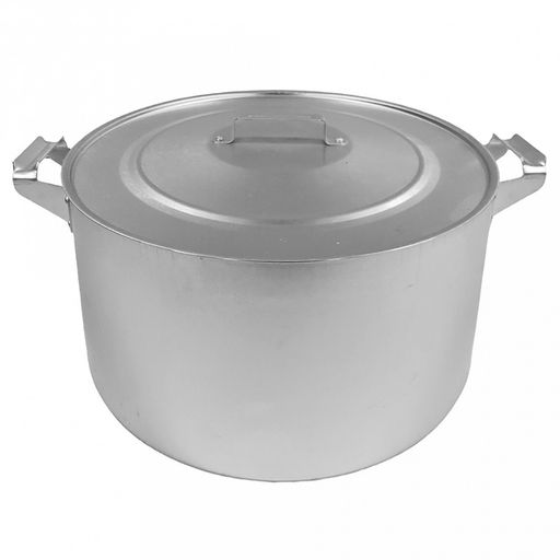 Кастрюля алюминиевая 30л, д44см, h21,5см, s2мм, матовая, сферическая форма, 2 металлические ручки, металлическая крышка (Россия)