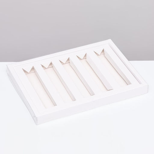 Коробка кондитерская складная для 5 мини - батончиков, белая, 27.5×20×2.3 см