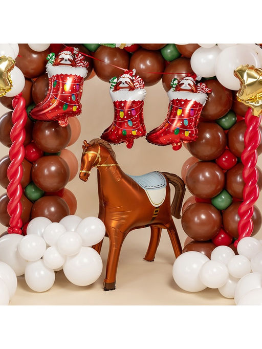 Воздушный шар фольгированный 3D 35" Лошадка, коричневый, сатин