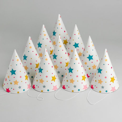 Цена за 10 шт. Колпак праздничный бумажный Звёзды, 18 см - Страна карнавалия фото 4