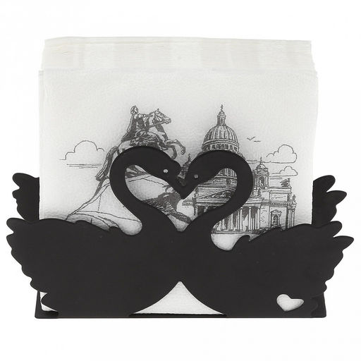 Салфетница металлическая, окрашенная Лебеди 15,7х5см h9,2см, цвет - черный матовый (Китай) - Домашняя мода фото 5