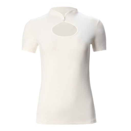 Футболка женская с вырезом MINAKU: Basic line, экрю, размер 44