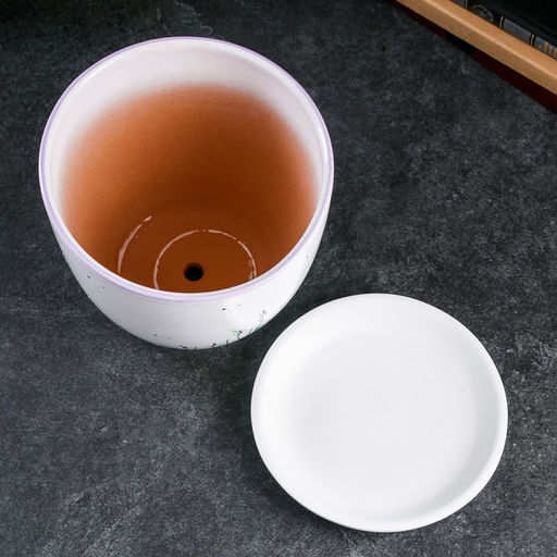 Горшок для цветов «Лаванда», 5 л, d=23 см, h=21 см, керамика, с поддоном, белый