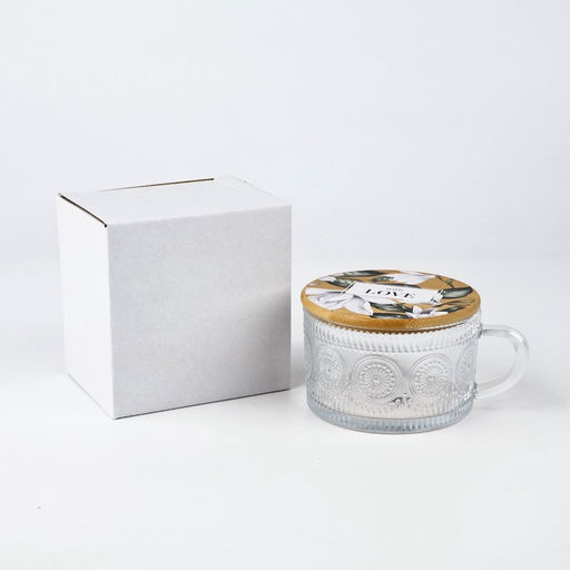 Кружка с крышкой стеклянная With love, 450 мл