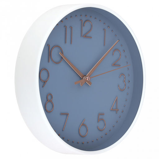 Часы настенные Меркурий д19,4см, h4см, мягкий ход, циферблат синий; цифры арабские, розовое золото; корпус пластик, белый глянец; в коробке (Китай) - Домашняя мода фото 2