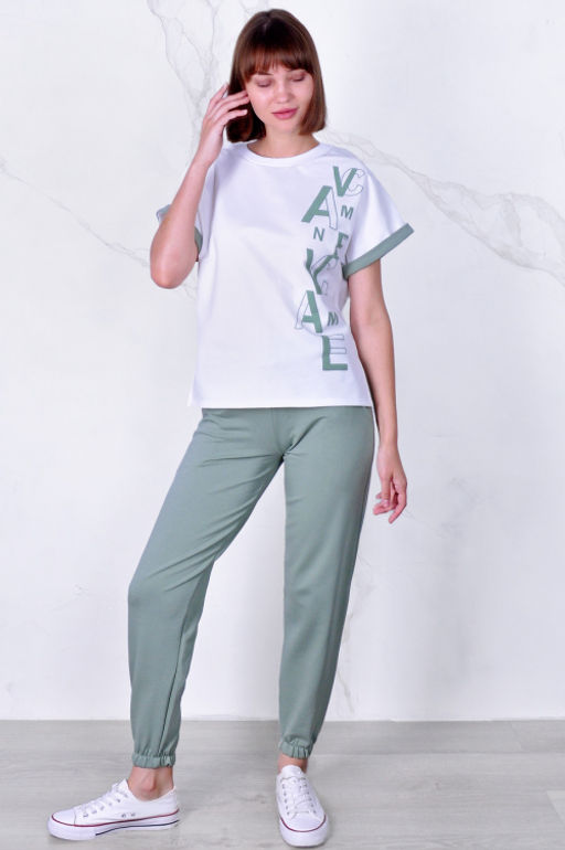 Арт. 2357 Костюм с брюками женский 44-52 (5 шт) Цвет:верх- кэмел, низ- кэмел - Калинка фото 27