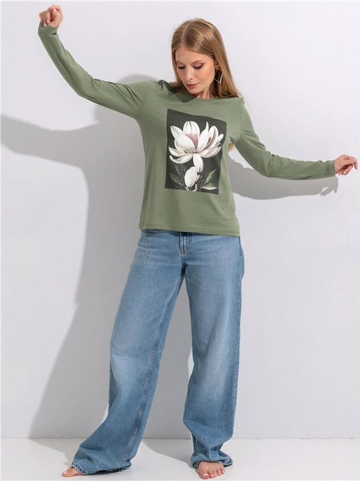 Лонгслив Апрель хлопок оливковый  фото 3