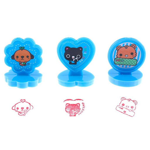 Набор для рисования: печать 3 шт., штемпельная подушка, карандаш 7 цветов, цвет голубой - Simaland фото 3