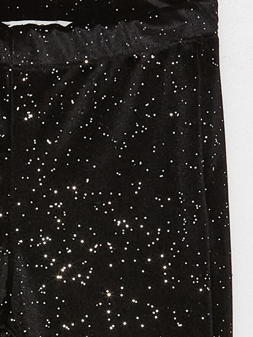 Beli Lastikli ?spanyol Pa?a Kadife K?z ?ocuk Tayt - Waikiki фото 2