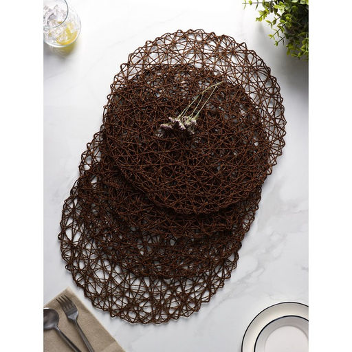 Набор салфеток сервировочных на стол Доляна Одуванчик, 4 шт, d=38 см, цвет коричневый  фото 8