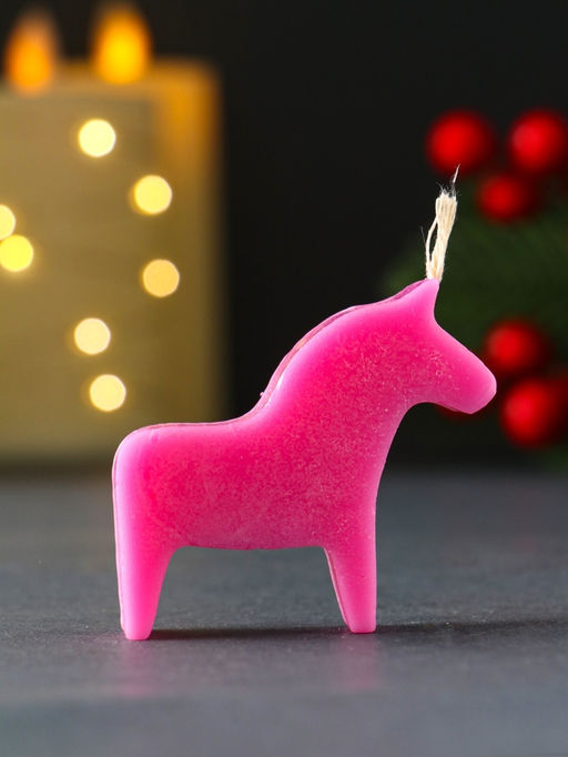 Цена за 2 шт. Декоративная свеча новогодняя «Лошадка мини», 55×50 мм, розовый