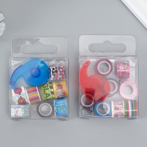 Цена за 2 шт. Клейкая лента декоративная с держателем, набор 8 шт., ш. 1.2 см, дл. 2.8 м, МИКС