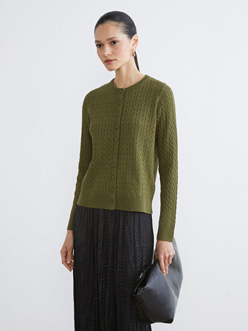 Bisiklet Yaka Kendinden Desenli Kad?n Triko H?rka