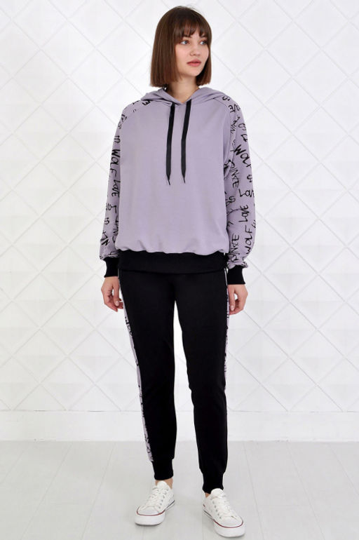 Арт. 2351 Костюм с брюками женский 44-52 (5 шт) Цвет:верх- полынь, черный, низ- полынь, черный - Калинка фото 11