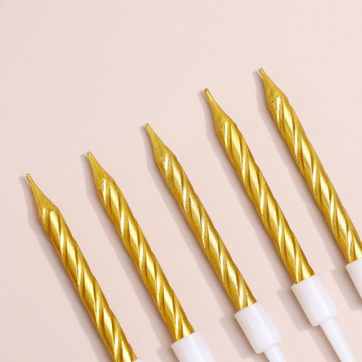 Набор свечи в торт Спираль, 200шт, 5 см, золотой металлик - Страна карнавалия фото 6