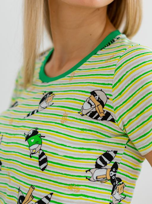 Пижама женская из футболки и бридж из кулирки Локки зеленый - Амадель фото 5