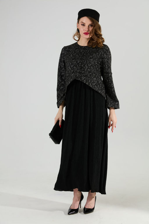 Платье NIKVA н740-22 графитовая абстракция и чёрный  фото 3