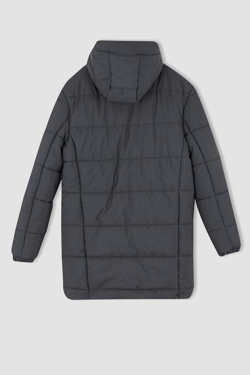 Водонепроницаемая длинная куртка-пуховик с капюшоном и принтом. Парка - Defacto фото 10