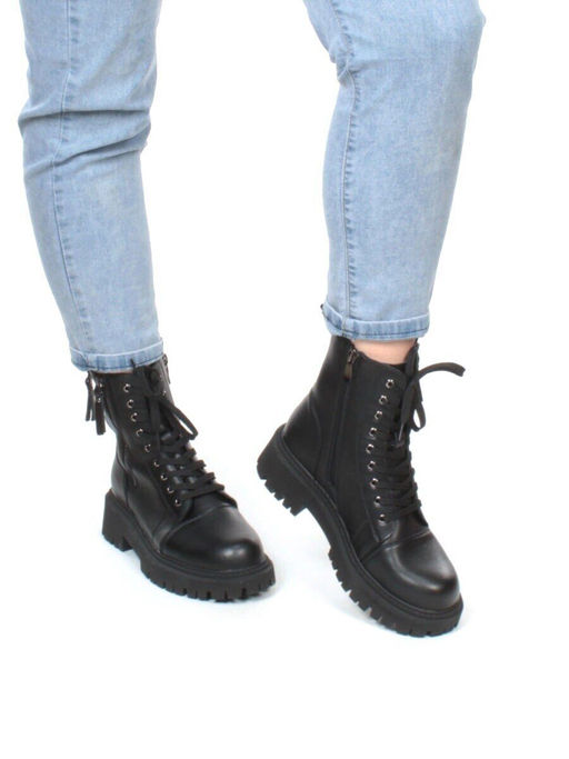 01-5275-1 BLACK Ботинки демисезонные женские (натуральная и искусственная кожа, байка) - Фабричный китай фото 4