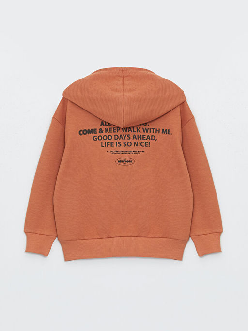 Bask?l? Uzun Kollu Erkek ?ocuk Hoodie - Waikiki фото 2