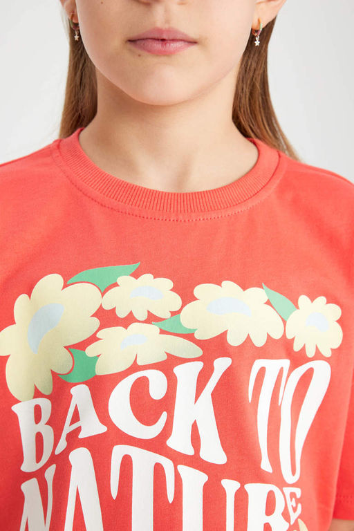 Футболка с коротким рукавом с принтом для девочек - Defacto фото 4