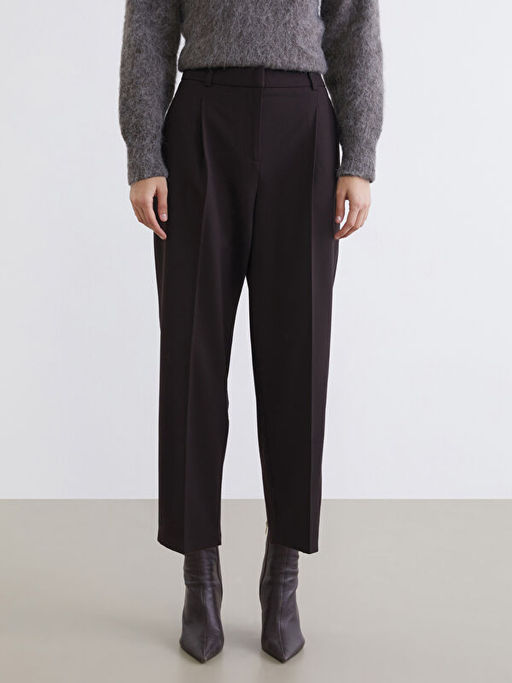 Y?ksek Bel Pileli Havu? Kesim Kad?n Pantolon