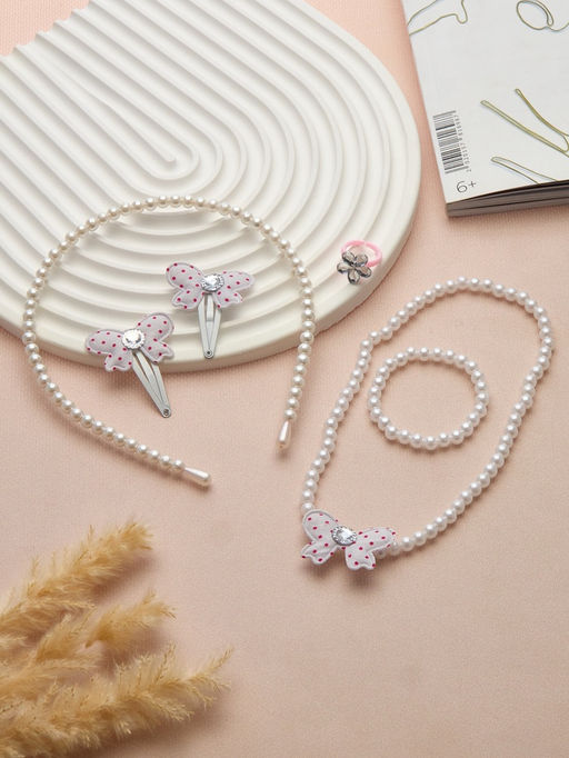 Набор детских украшений Выбражулька «Бантик», 6 предметов, белый
