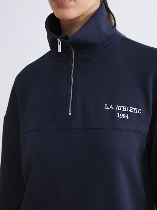 Dik Yaka Nak??l? Oversize Kad?n Sweatshirt Tunik