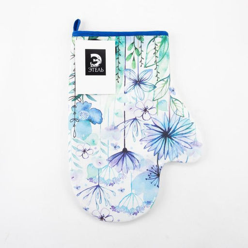 Варежка-прихватка Blue flowers, 20?28 см, саржа, 100% хлопок, ватин 250 г/м?