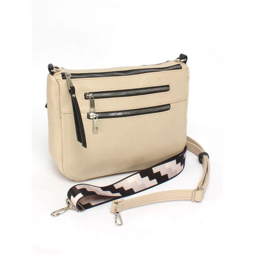 Сумка женская искусственная кожа ADEL-294, 2 отд/2плеч рем, бежевый/черный 252896