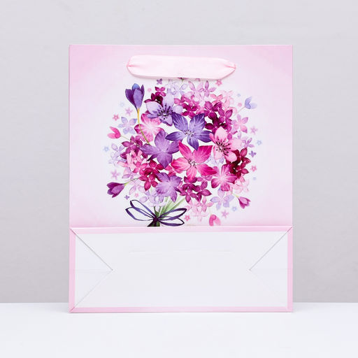 Пакет подарочный ламинированный вертикальный Романтичный букет, 21?25?8 см