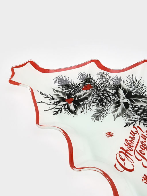 Блюдо сервировочное новогоднее Доляна С Новым Годом, 24.5?24.7?2 см, стекло, белое  фото 4