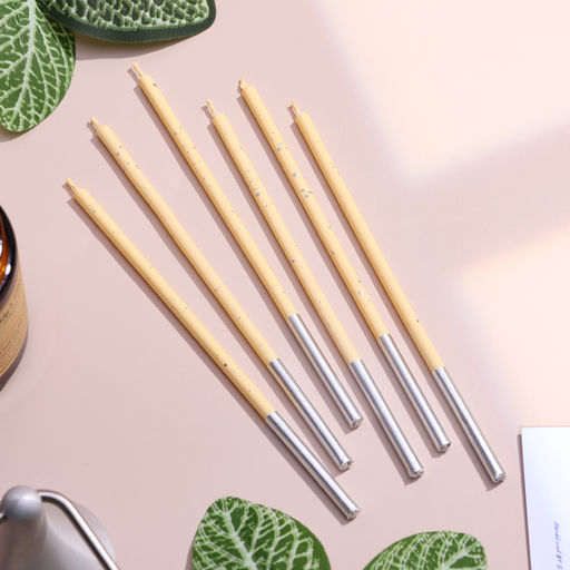 Свечи для торта, 6 штук «Исполнение желаний», 15 см, жёлтый