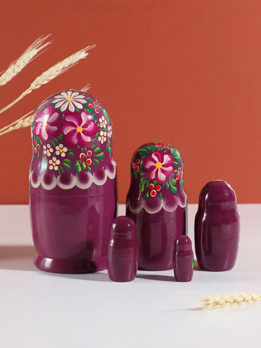 Матрёшка дерево «Любовь», сиреневый платок, 5-кукольная, 19 см