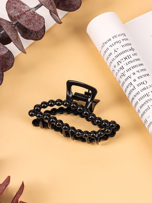 Цена за 6 шт. Крабик для волос «Иви», лист, 5 см, чёрный