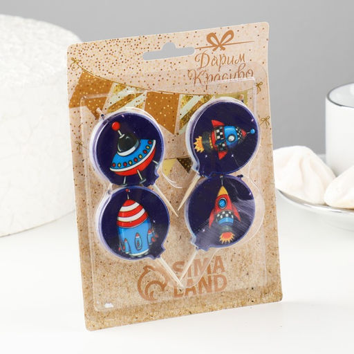 Набор свечей в торт Космос, 44,4см, 4 шт - Страна карнавалия фото 2