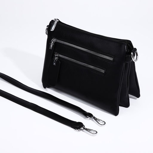 Сумка кросс-боди на молнии, 3 наружных кармана, цвет чёрный - Simaland фото 6