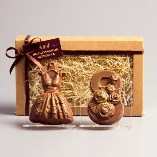 Бельгийский шоколад, 2 в 1 Платье + 8 марта. Розы, 160 г