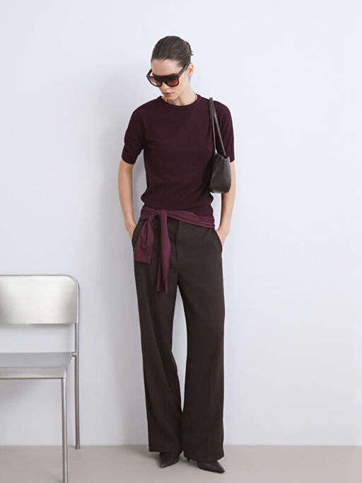 Standart Fit ?spanyol Pa?a Kad?n Pantolon