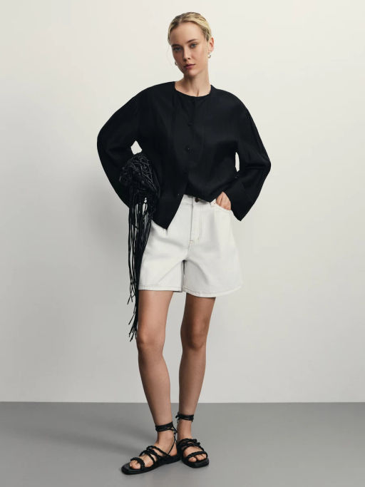 Джинсовые шорты А-силуэта / Zarina фото 21