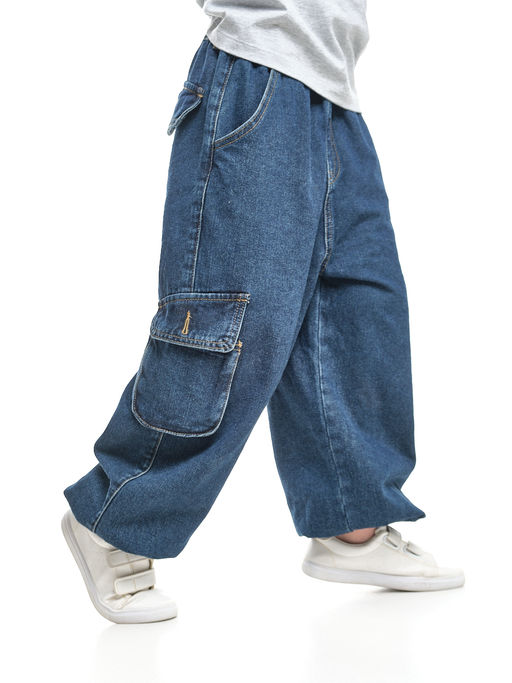 Джинсы карго 33-7655 синий - Mini maxi фото 18