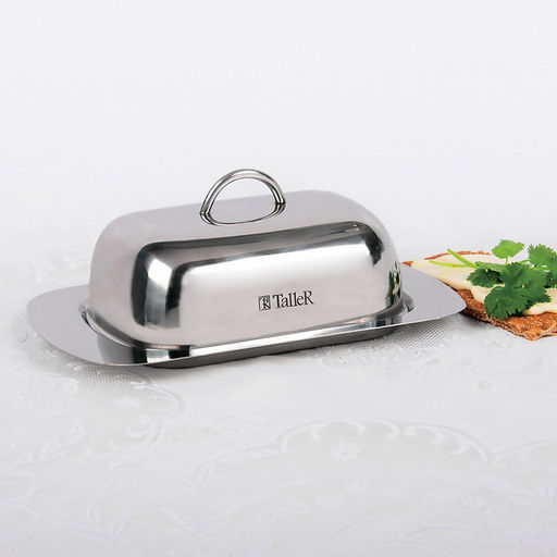 Масленка из нержавеющей стали Молли 18,5х12,5х8см, s0,7мм, вмещает 250г масла, полировка внешняя - зеркальная, внутренняя - зеркальная, крышка с ручкой, закругленные безопасные края, цветная коробка, TalleR (Китай) - Домашняя мода фото 3