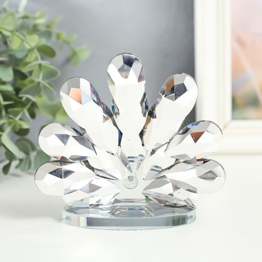 Фигурка стекло «Павлин с распушившимся хвостом», голография 8×11×12 см