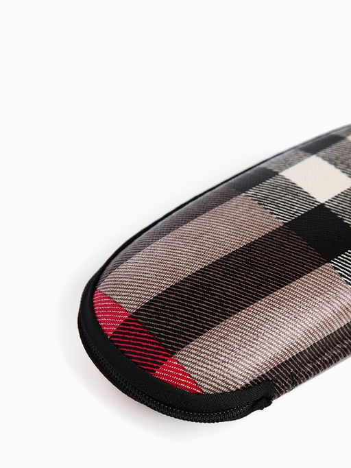 Футляр для очков на молнии, длина 17 см, с принтом «Полосы», тёмно-коричневый