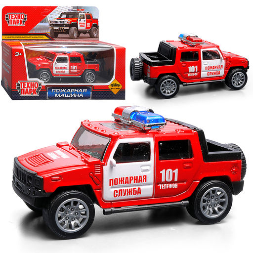 Машина металл Внедорожник "Пожарная машина" 11 см. инерц., в коробке