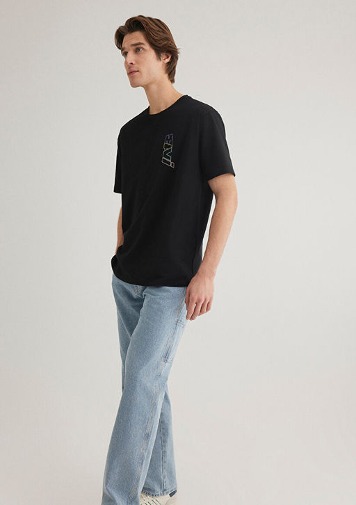 Mavi Logo S?rt Bask?l? Siyah Tisort  фото 3