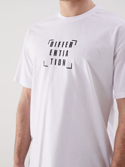 Bisiklet Yaka K?sa Kollu Bask?l? Penye Erkek Ti??rt