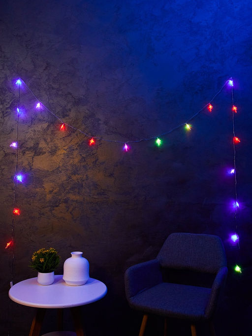 Гирлянда Нить 5 м с насадками Комета, IP20, прозрачная нить, 20 LED, свечение мульти (RG/RB), мигание, 220 В - Luazon lighting фото 5