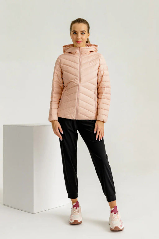 Пуховик лёгкий с капюшоном Персиковый - Anta sport фото 4