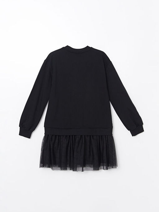 Bisiklet Yaka Kuromi Bask?l? K?z ?ocuk Elbise